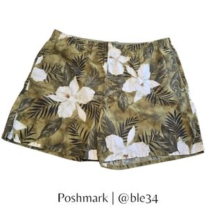 Speedo Green Floral Hawaiian Swim Trunks